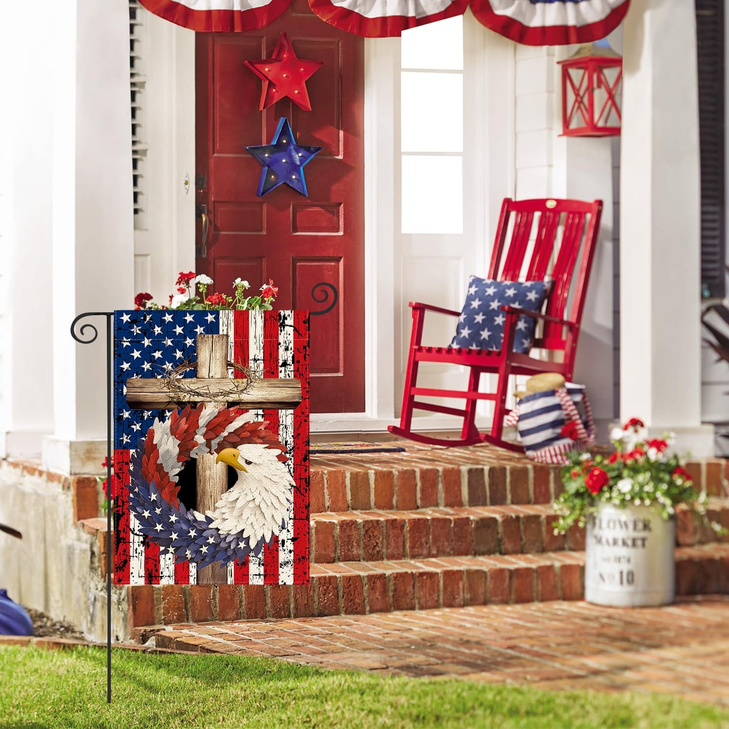 USA 4th of July Memorial Day Independence Day Watercolor Yard Outdoor Decoration 12x18 Inch