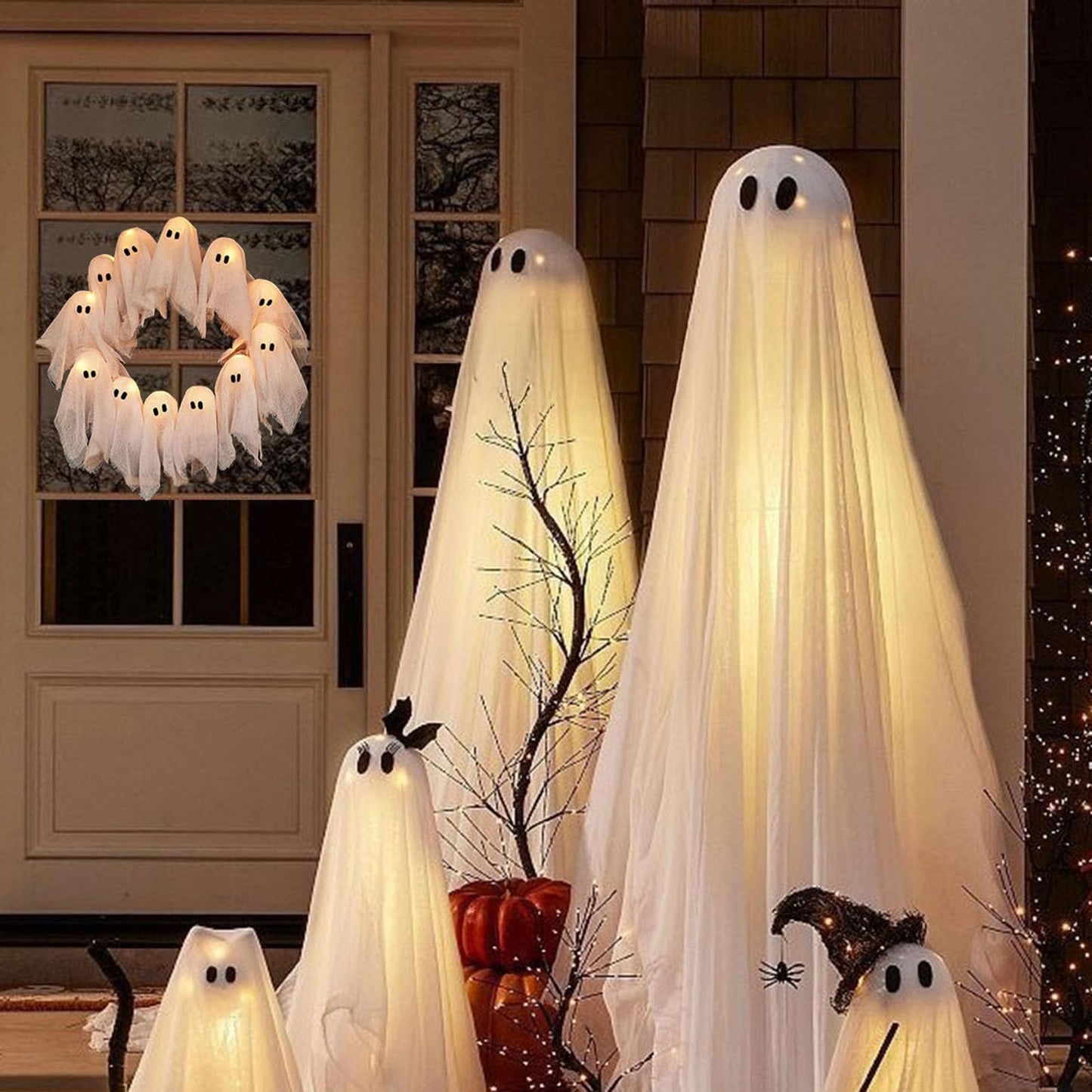 🎃Halloween Vibes Cute Light Ghost Door Wreath