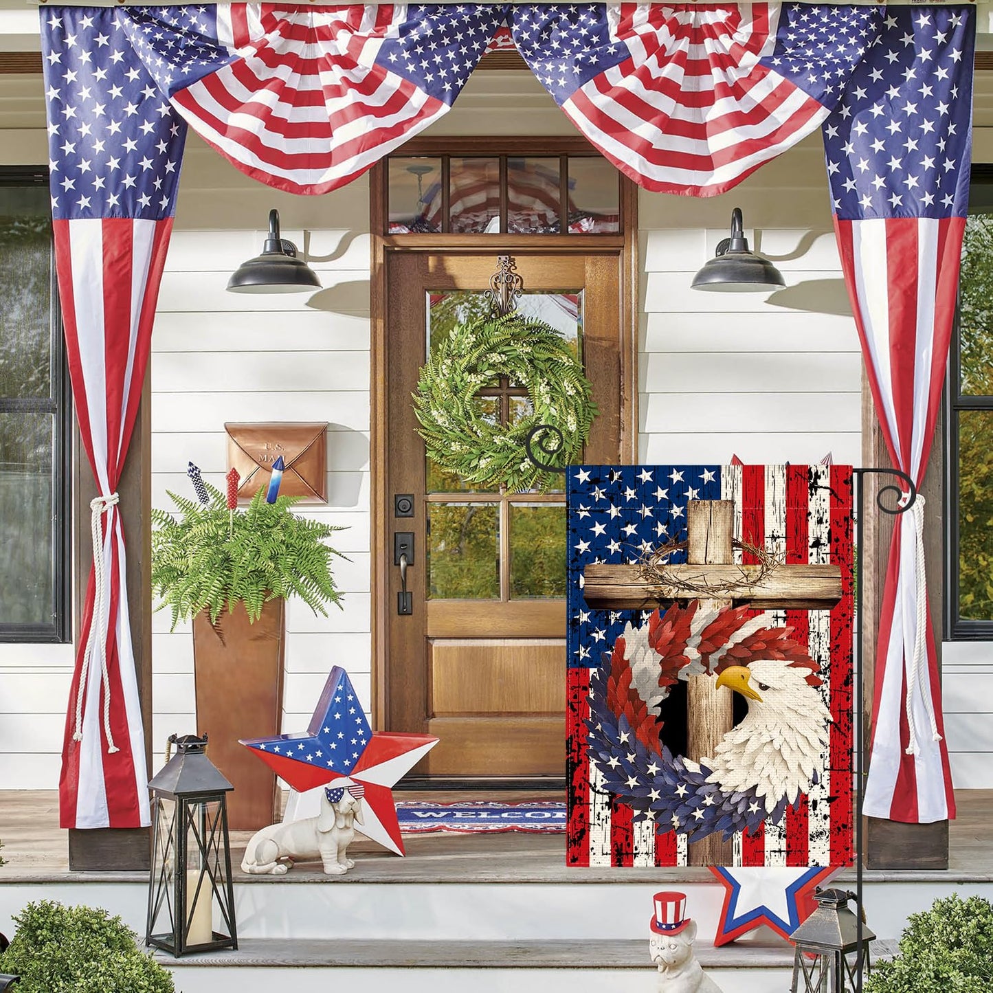 USA 4th of July Memorial Day Independence Day Watercolor Yard Outdoor Decoration 12x18 Inch