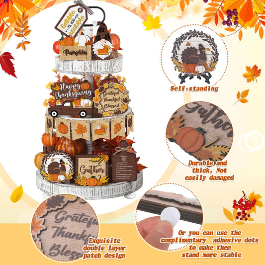 🍁13PCS Thanksgiving Tiered Tray Decor(Tiered Tray NOT Included)