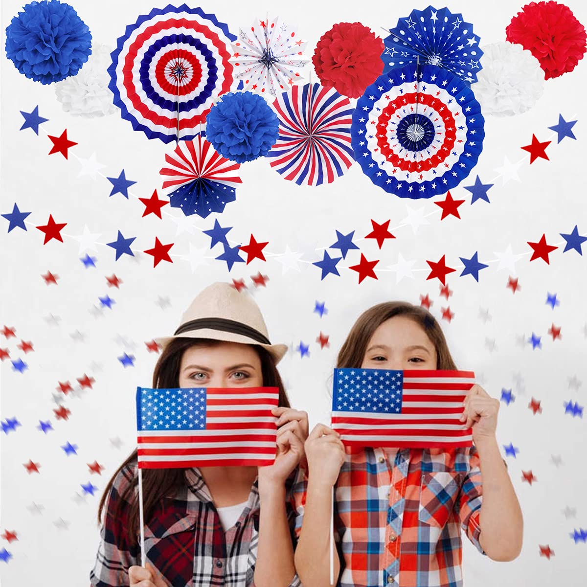 4th of July Patriotic Party Decorations Set, USA Pennant Bunting Independence Day Party Supplies