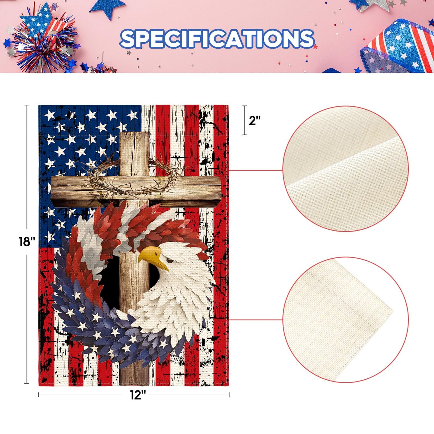 USA 4th of July Memorial Day Independence Day Watercolor Yard Outdoor Decoration 12x18 Inch