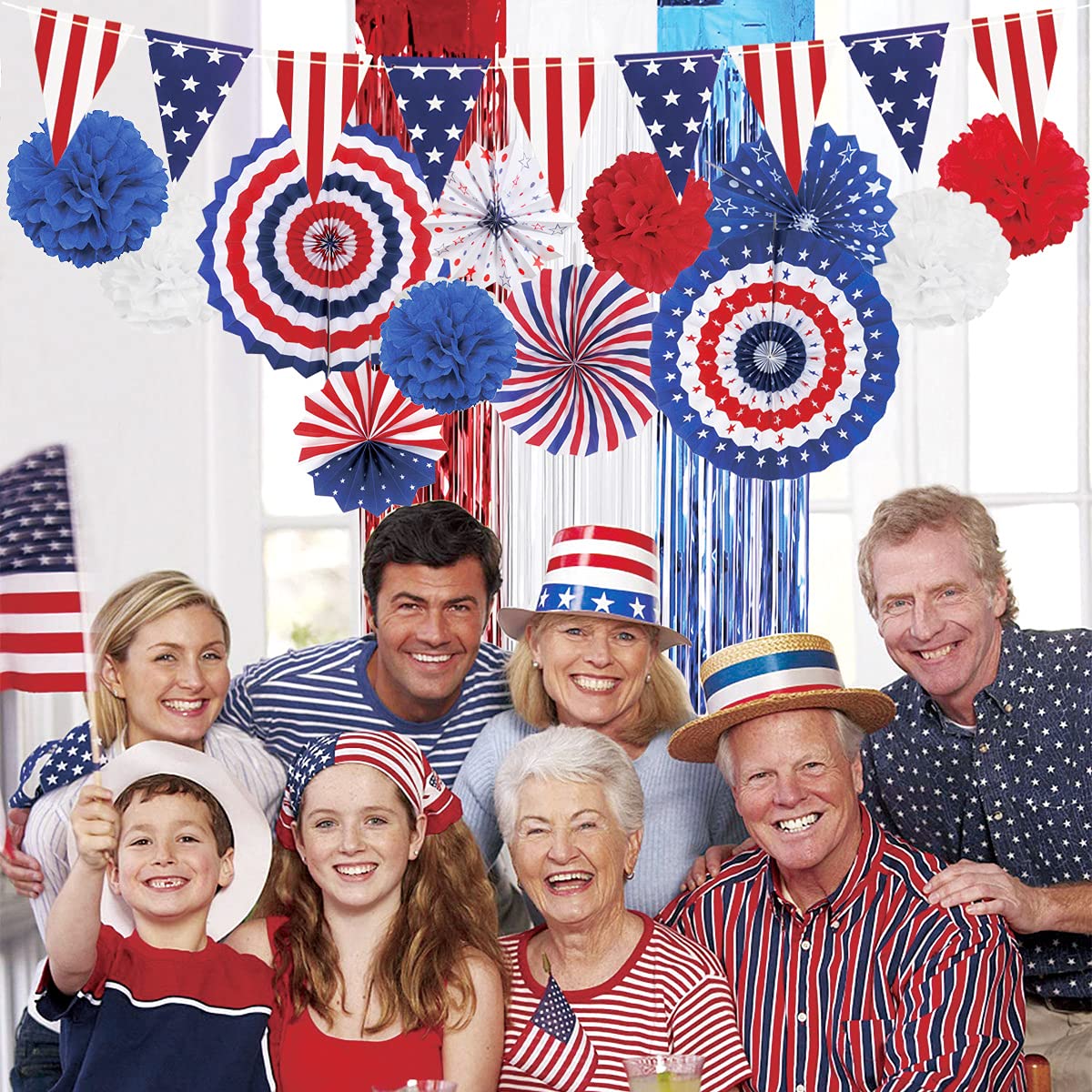 4th of July Patriotic Party Decorations Set, USA Pennant Bunting Independence Day Party Supplies