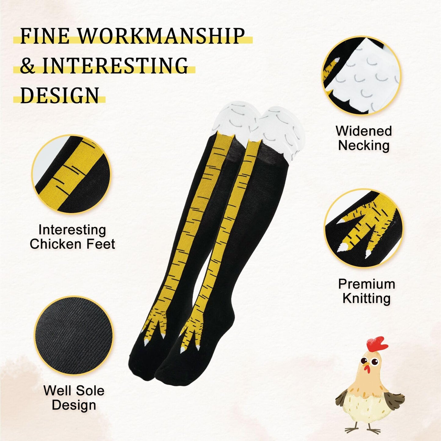 đ2PCS Crazy Funny Chicken Feet Socks for Women Men