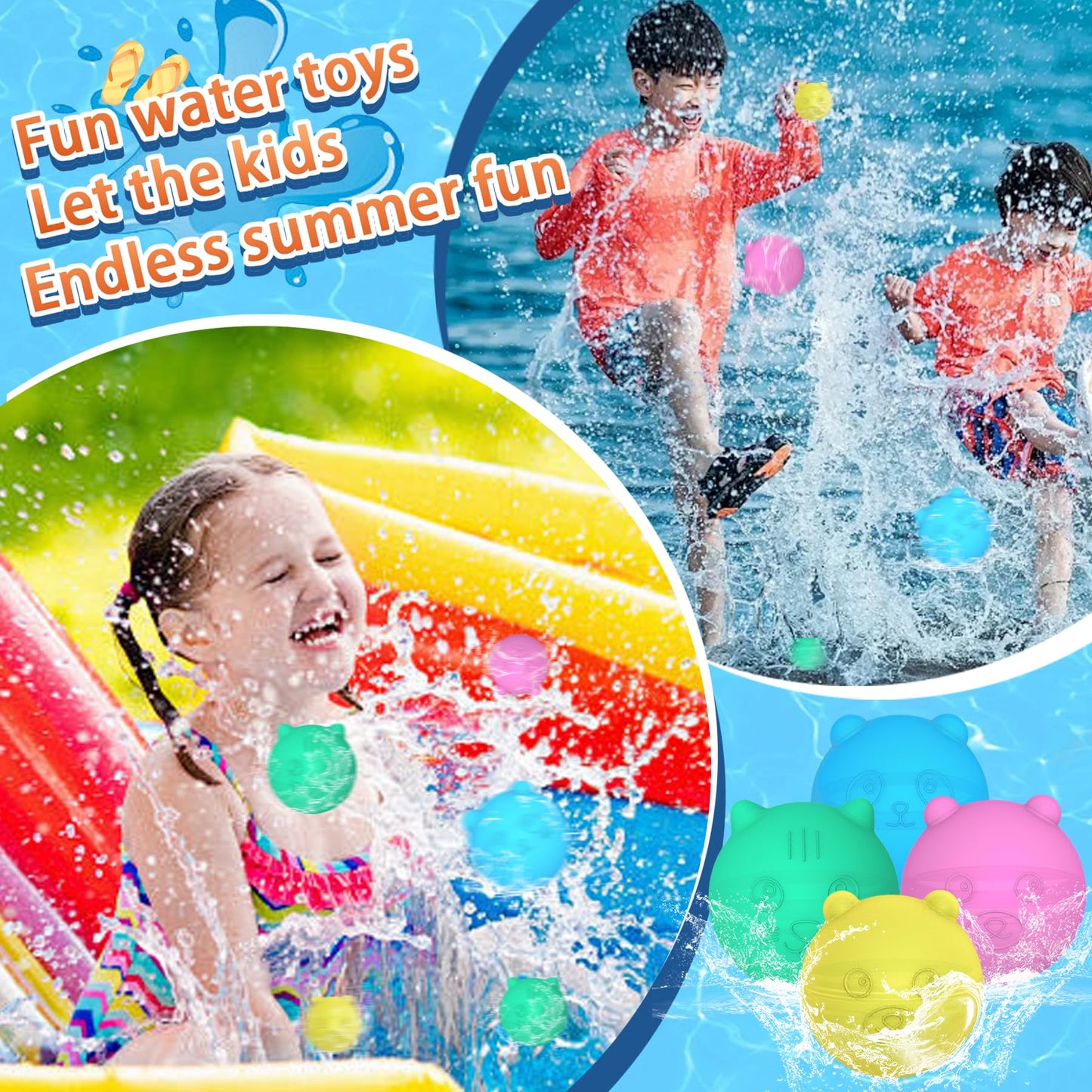 🎈Reusable Water Balloons,Reusable Balloons Self-Sealing Water Balls