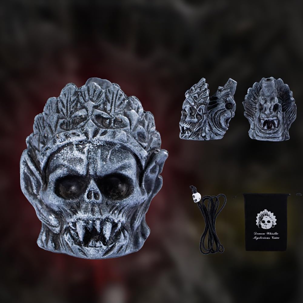 💀Aztec Death Whistle, Authentic Human Sounding Screams 125+ Decibels, White Resin, Whistle