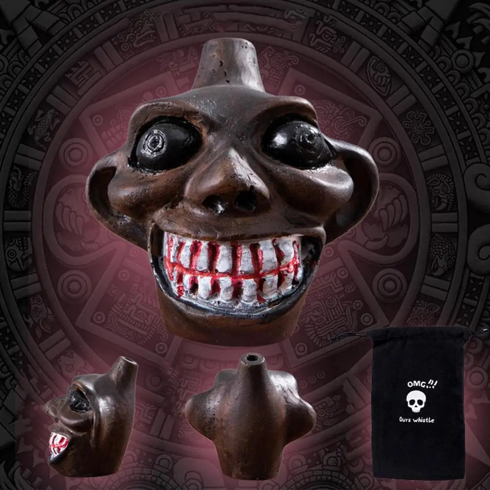 💀Death Whistle Skull Demon Shaped Authentic Aztec