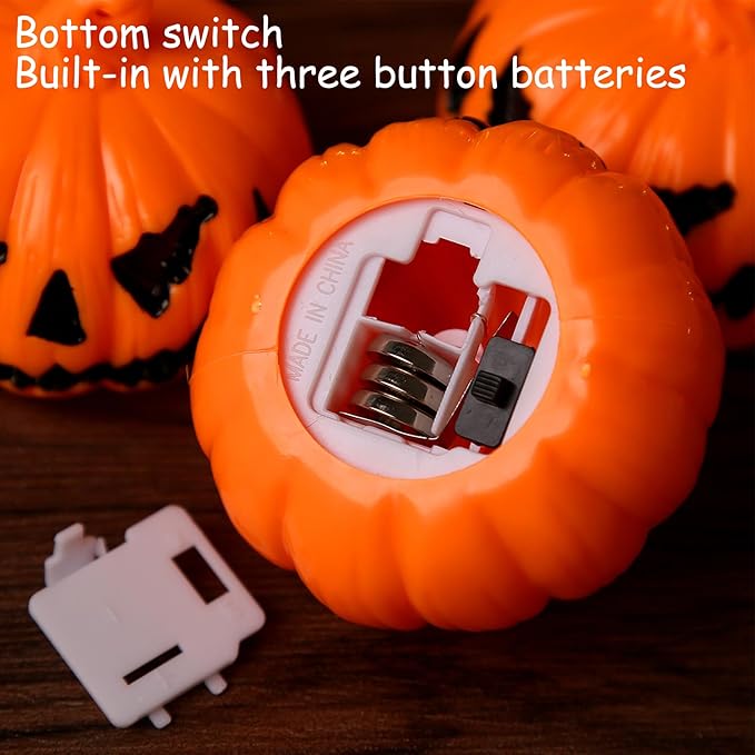 2.2in Mini Carved Jack Halloween Pumpkin Light(3pack)