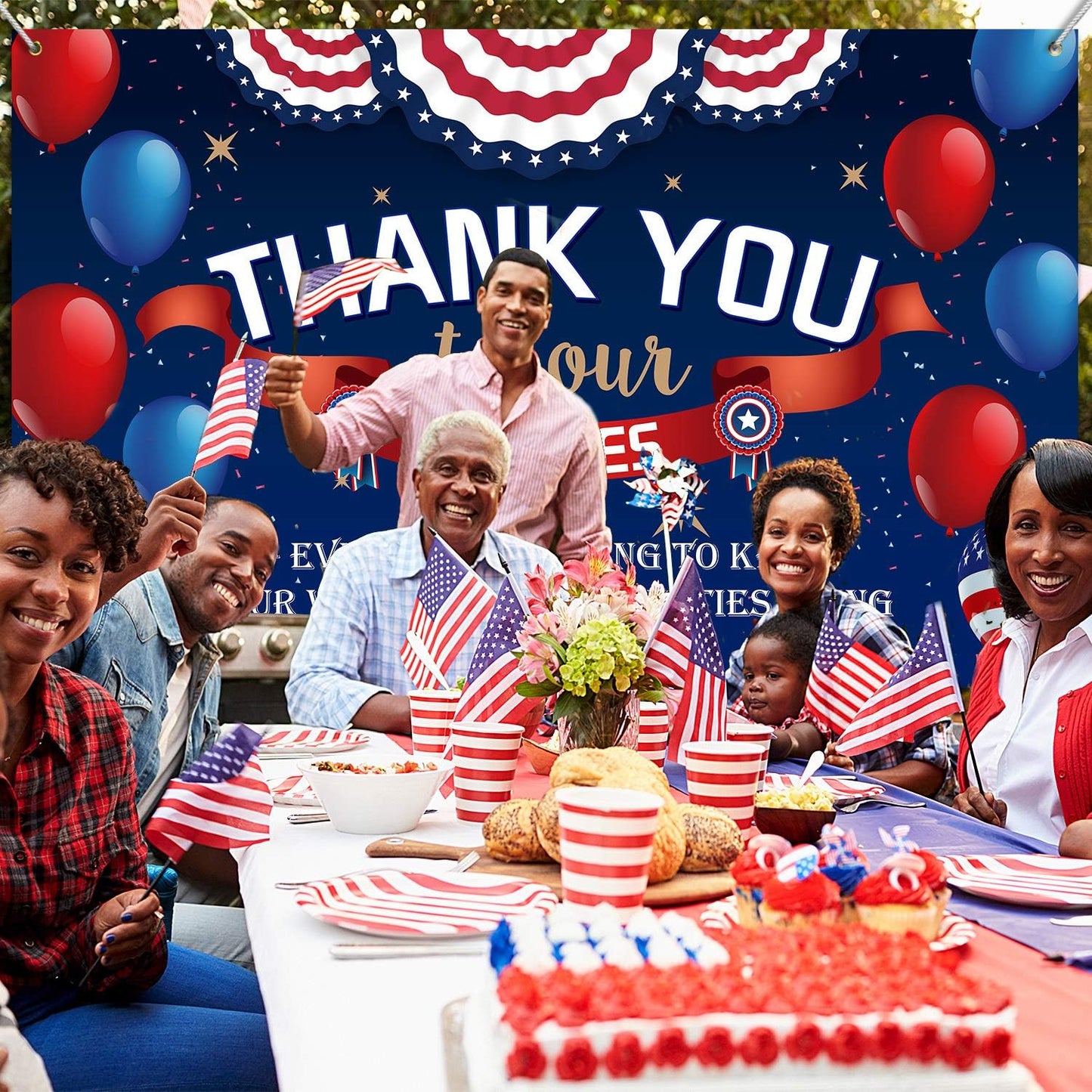 Happy Veterans Day Backdrop Background for Greeting Police Military Army Employees Heroes 71 x 43 Inch