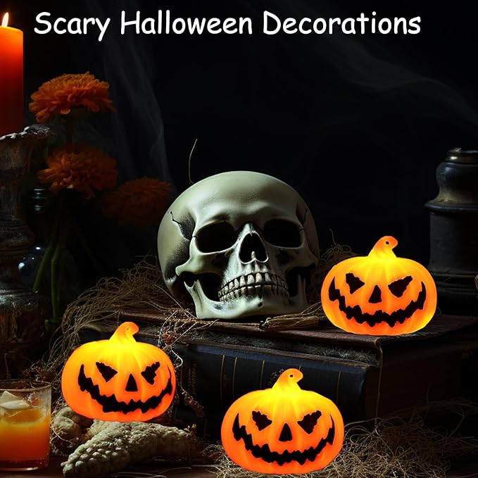 2.2in Mini Carved Jack Halloween Pumpkin Light(3pack)