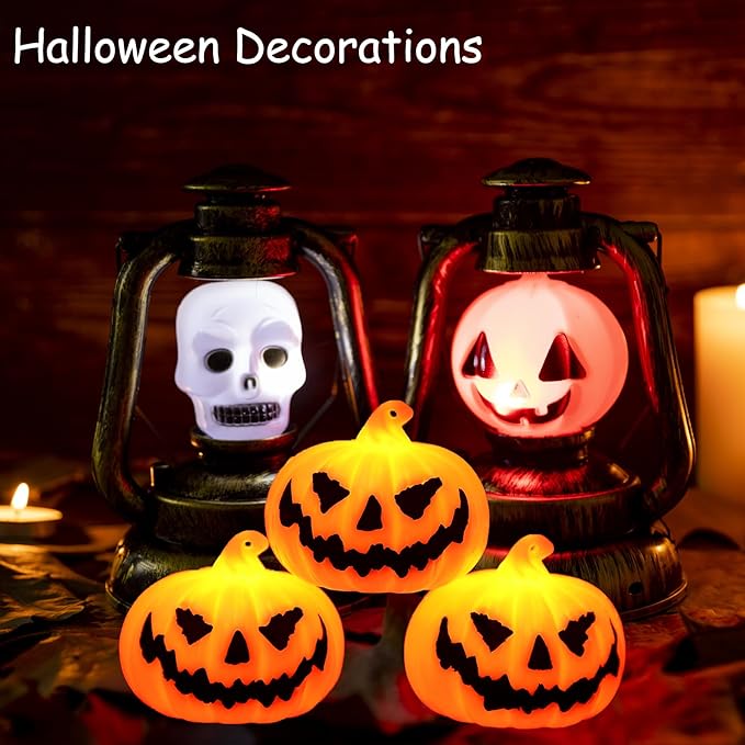 2.2in Mini Carved Jack Halloween Pumpkin Light(3pack)