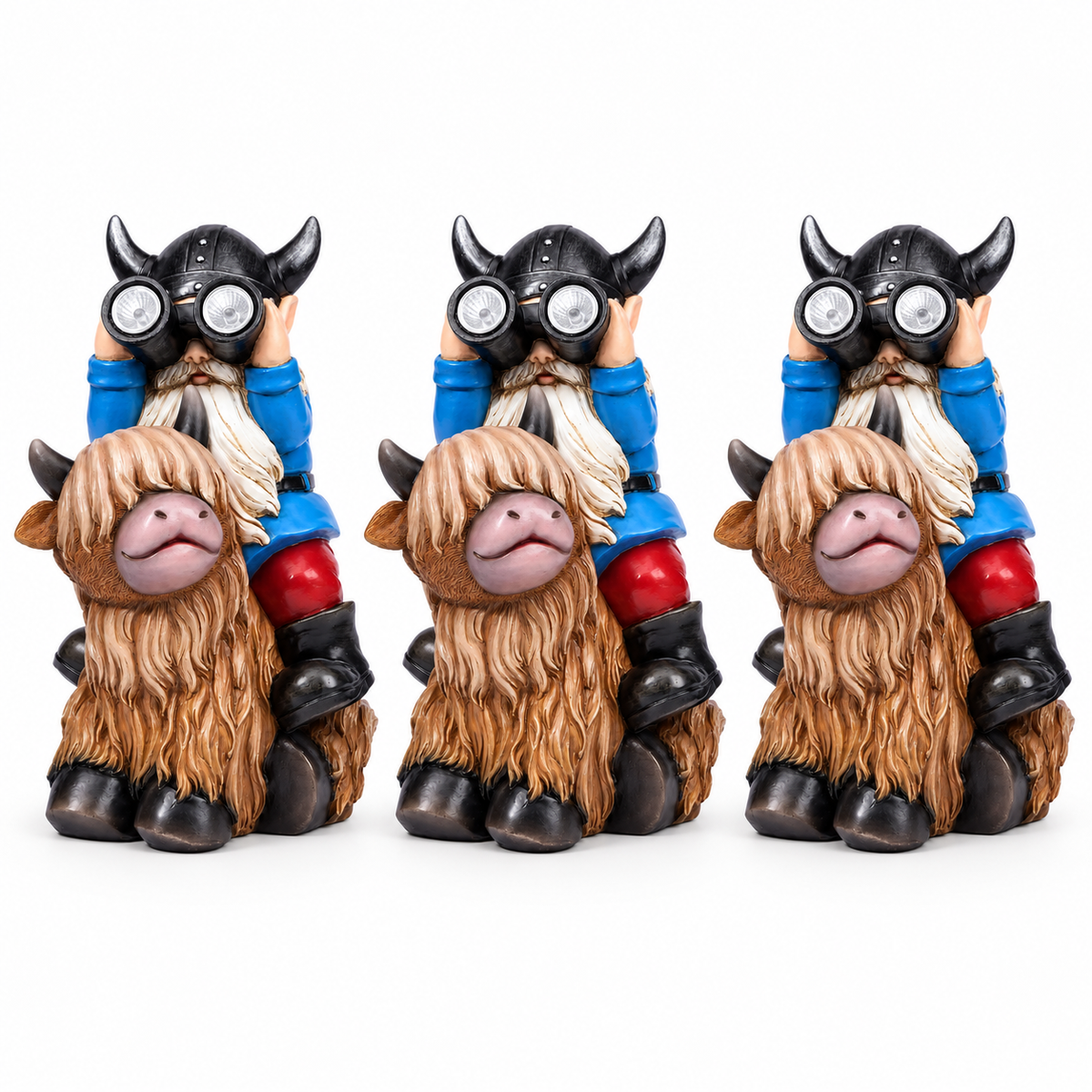 Highland Cow & Gnome Solar Garden Statue