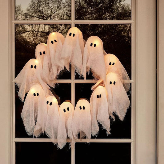🎃Halloween Vibes Cute Light Ghost Door Wreath