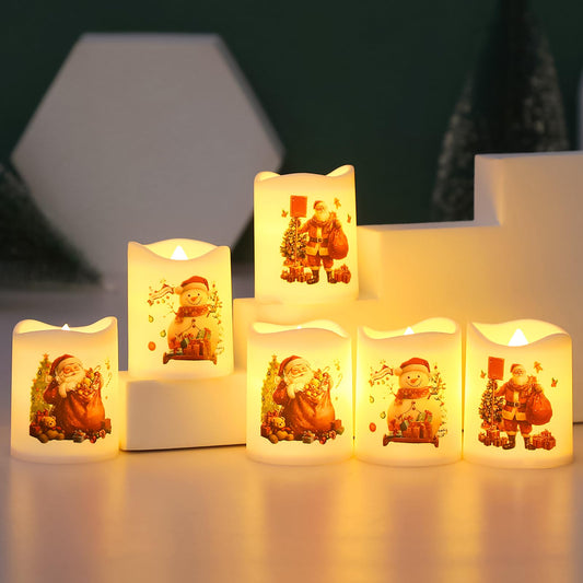 🎄🎅Christmas Flameless Votive Candles with Santa（6pack）