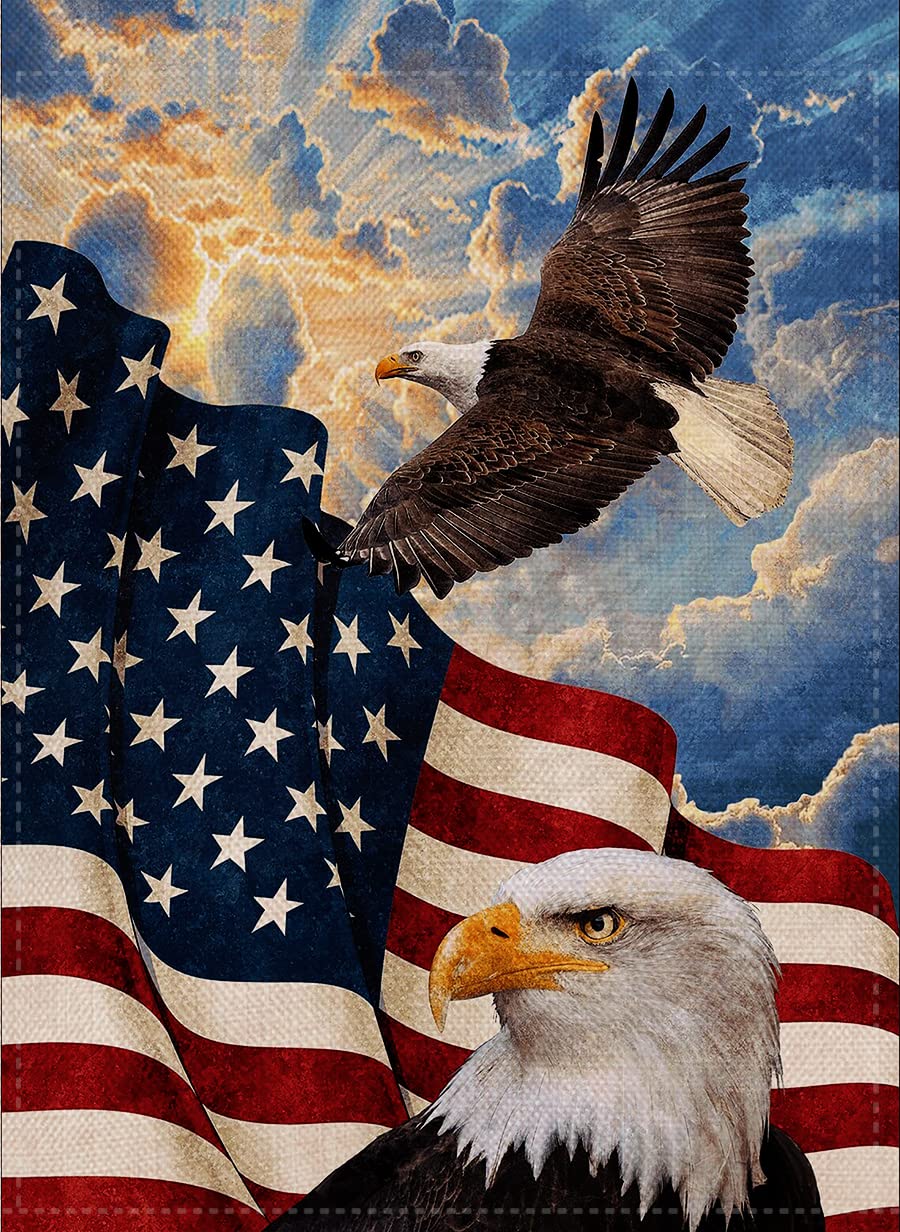 ❤USA Flag Eagle Patriotic Garden Flag Vertical Double Sided, USA Flag 4th of July