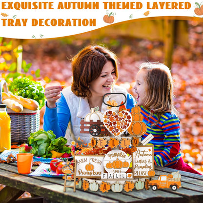 🍁23 Pcs Fall Thanksgiving Tiered Tray Decoration Set