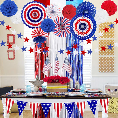 4th of July Patriotic Party Decorations Set, USA Pennant Bunting Independence Day Party Supplies