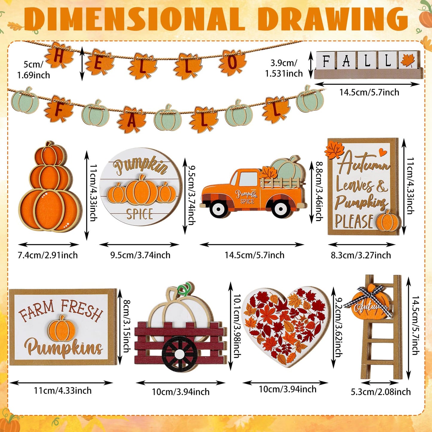 🍁23 Pcs Fall Thanksgiving Tiered Tray Decoration Set