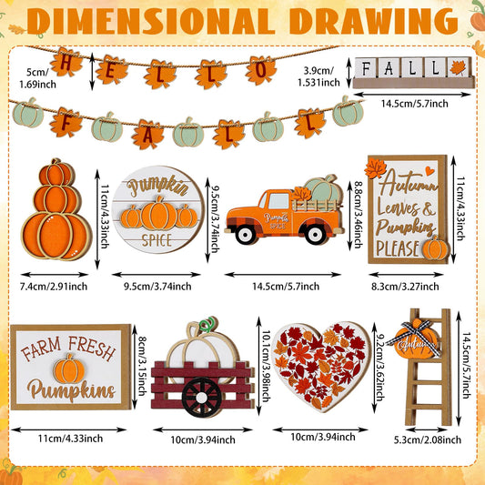 🍁23 Pcs Fall Thanksgiving Tiered Tray Decoration Set