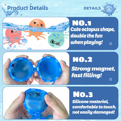 ✨Reusable Water Bomb balloons, Octopus Water Balloons with Expressions