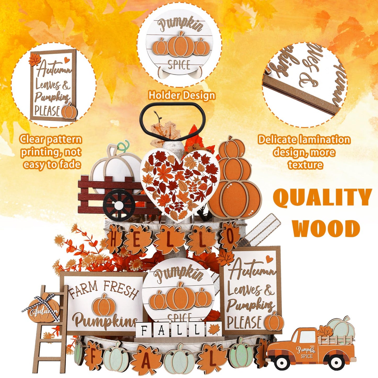 🍁23 Pcs Fall Thanksgiving Tiered Tray Decoration Set