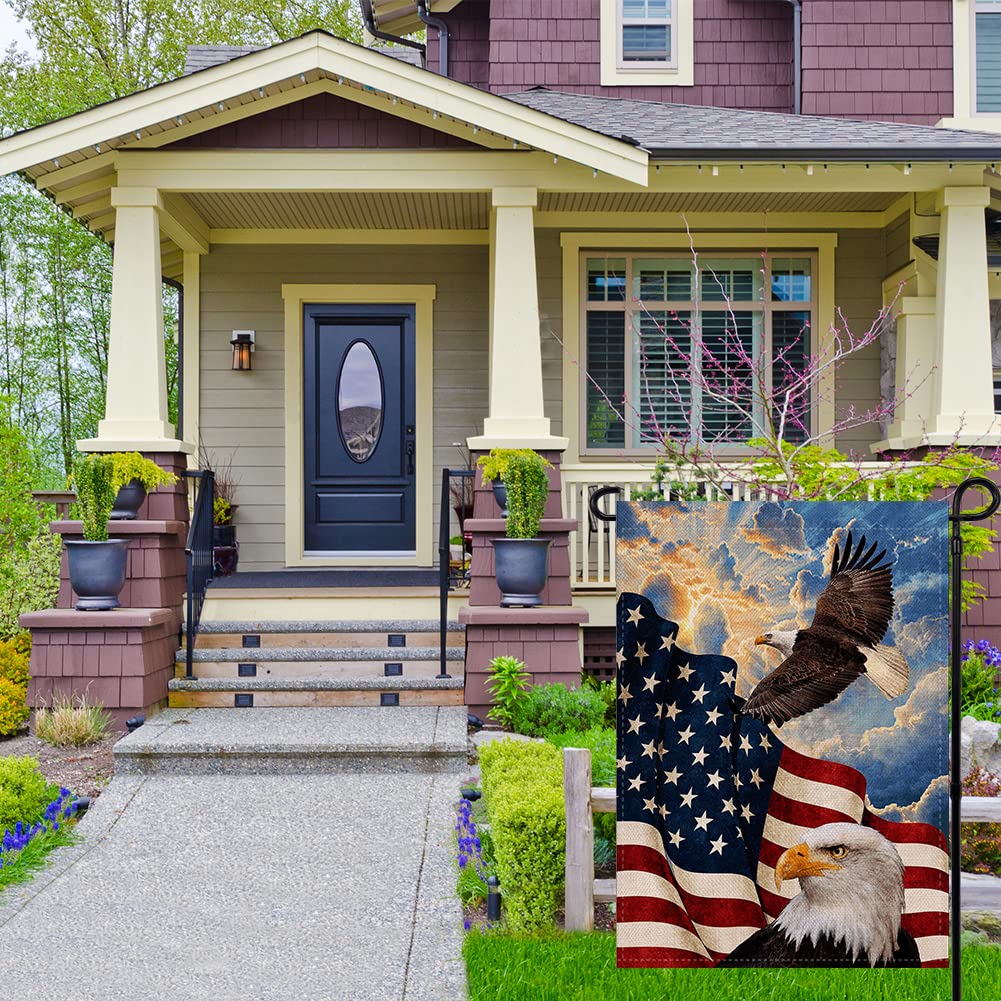 ❤USA Flag Eagle Patriotic Garden Flag Vertical Double Sided, USA Flag 4th of July