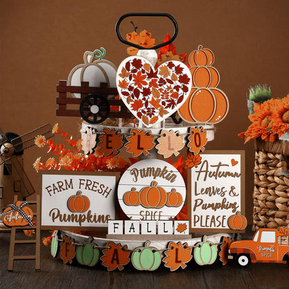 🍁23 Pcs Fall Thanksgiving Tiered Tray Decoration Set