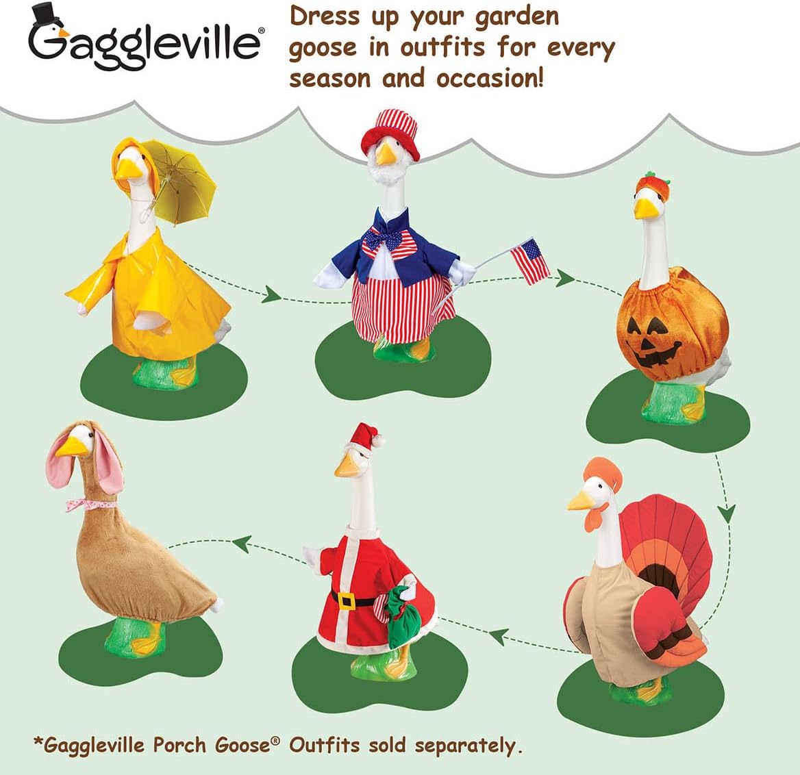 Dress-Up Porch Goose Statue – 3 Sizes for Home & Garden