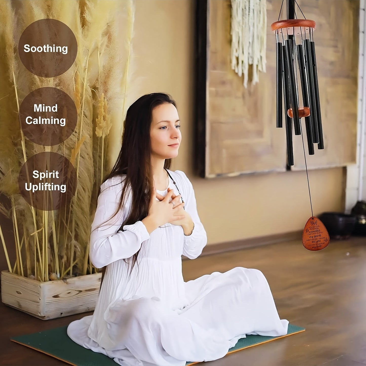 37" Stress Relief Wind Chime - Soothing Outdoor Wind Chimes for Garden, Patio - Deep Tones for Anxiety Relief & Relaxation