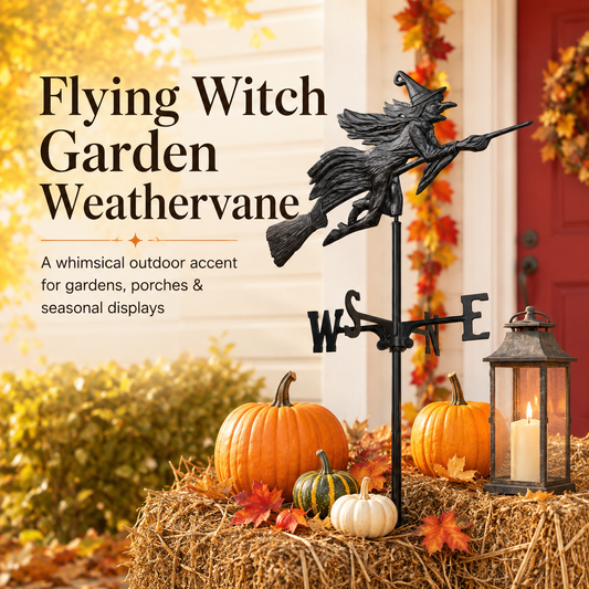 Flying Witch Weathervane – Magical Outdoor Garden & Porch Decor