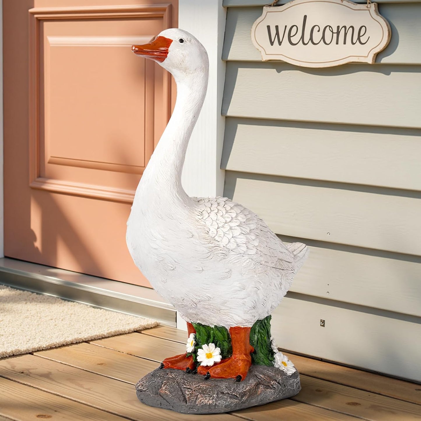 Hand-Painted Porch Goose Statue – Indoor & Outdoor