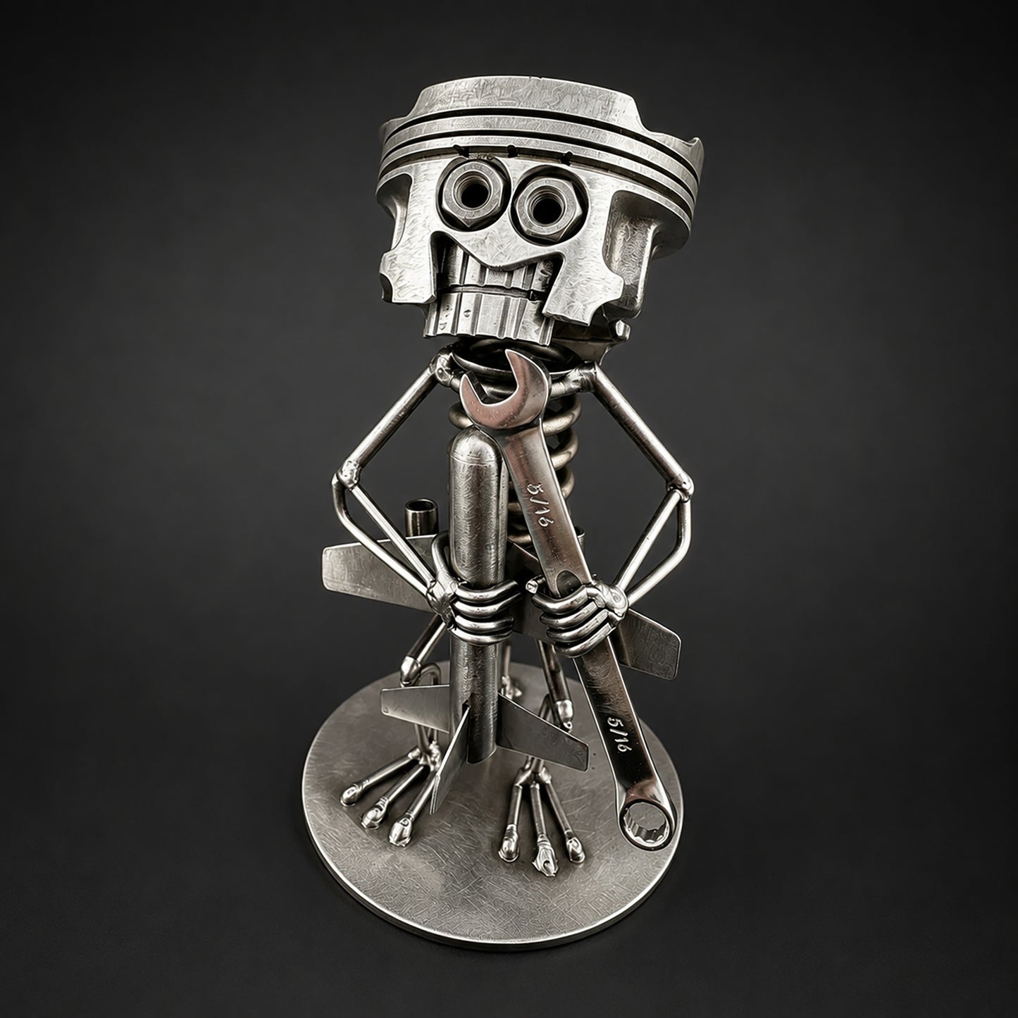 Handmade Piston Robot Sculpture – Built From Real Engine Parts