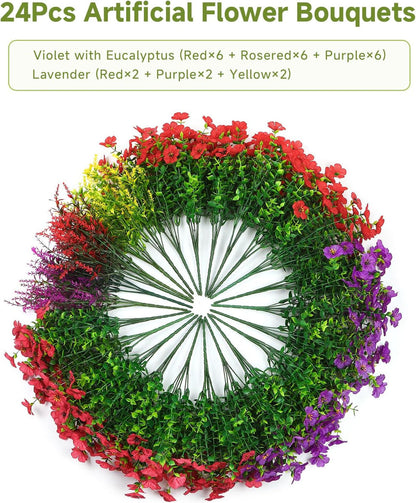 💐12 Set Artificial UV-resistant flowers: colorful suitable for porches and balconies