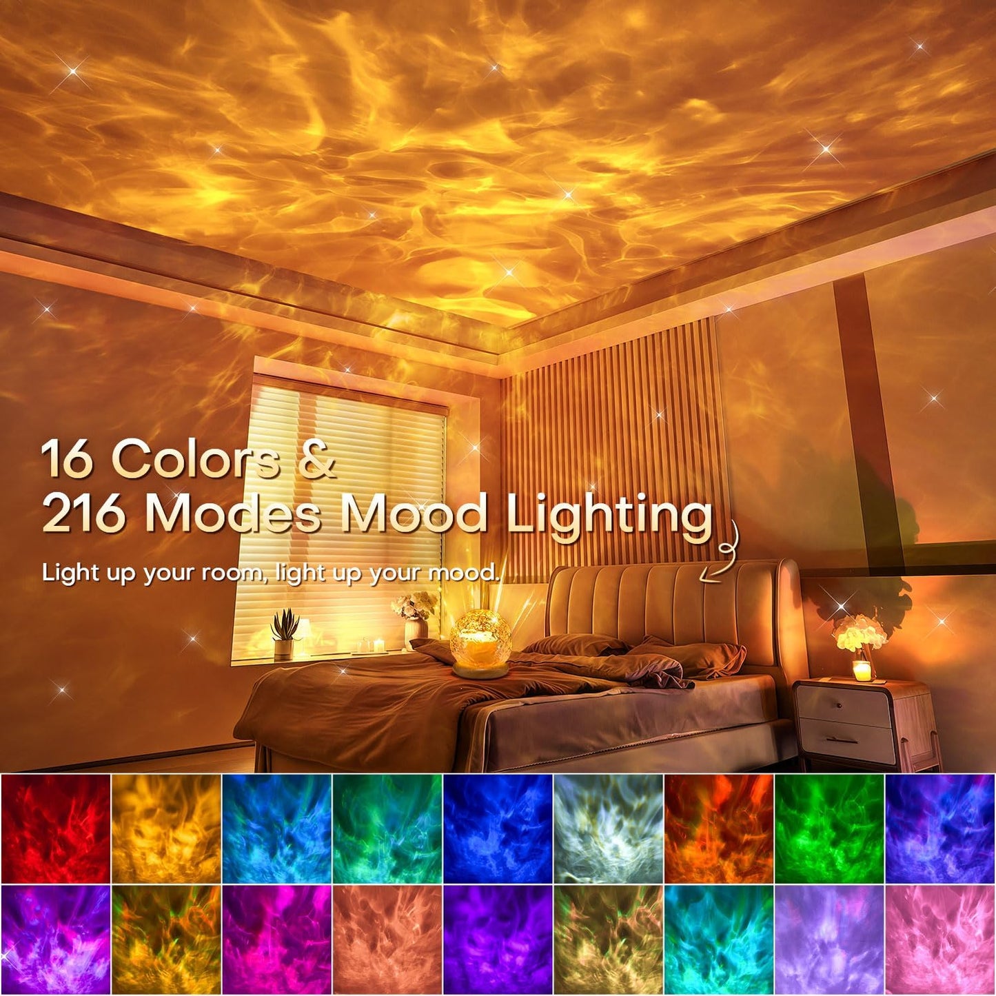 Crystal Mood Projector Lamp with 16 Colors & 3 Light Effects