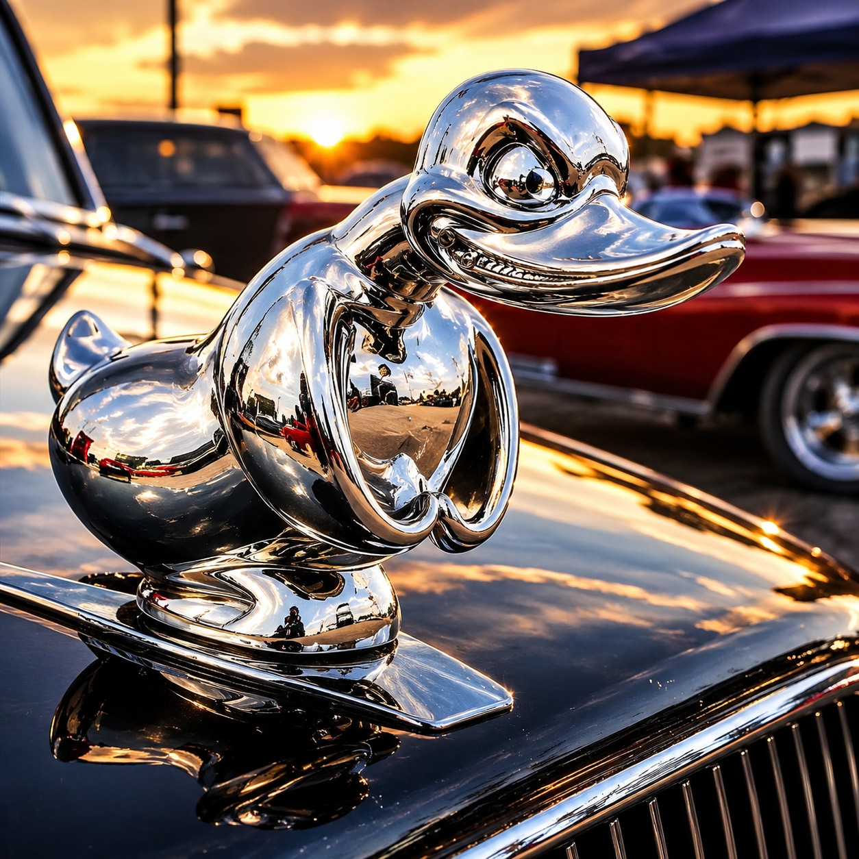 Chrome Angry Duck Hood Ornament – Car & Desk Decor