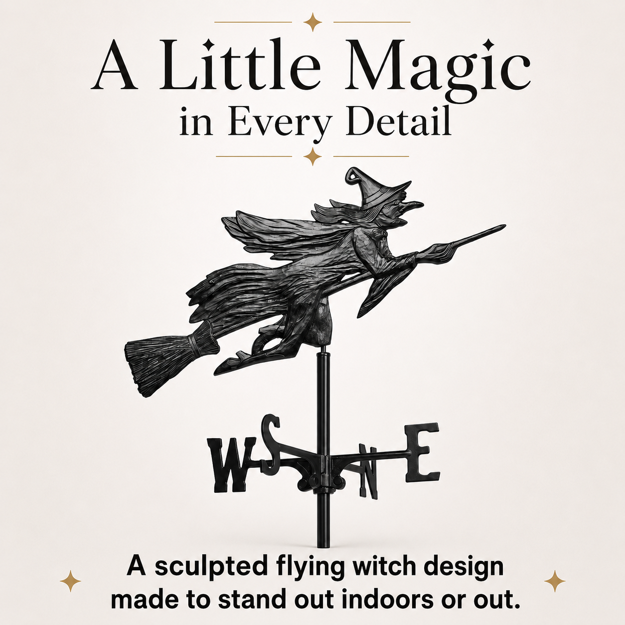 Flying Witch Weathervane – Magical Outdoor Garden & Porch Decor