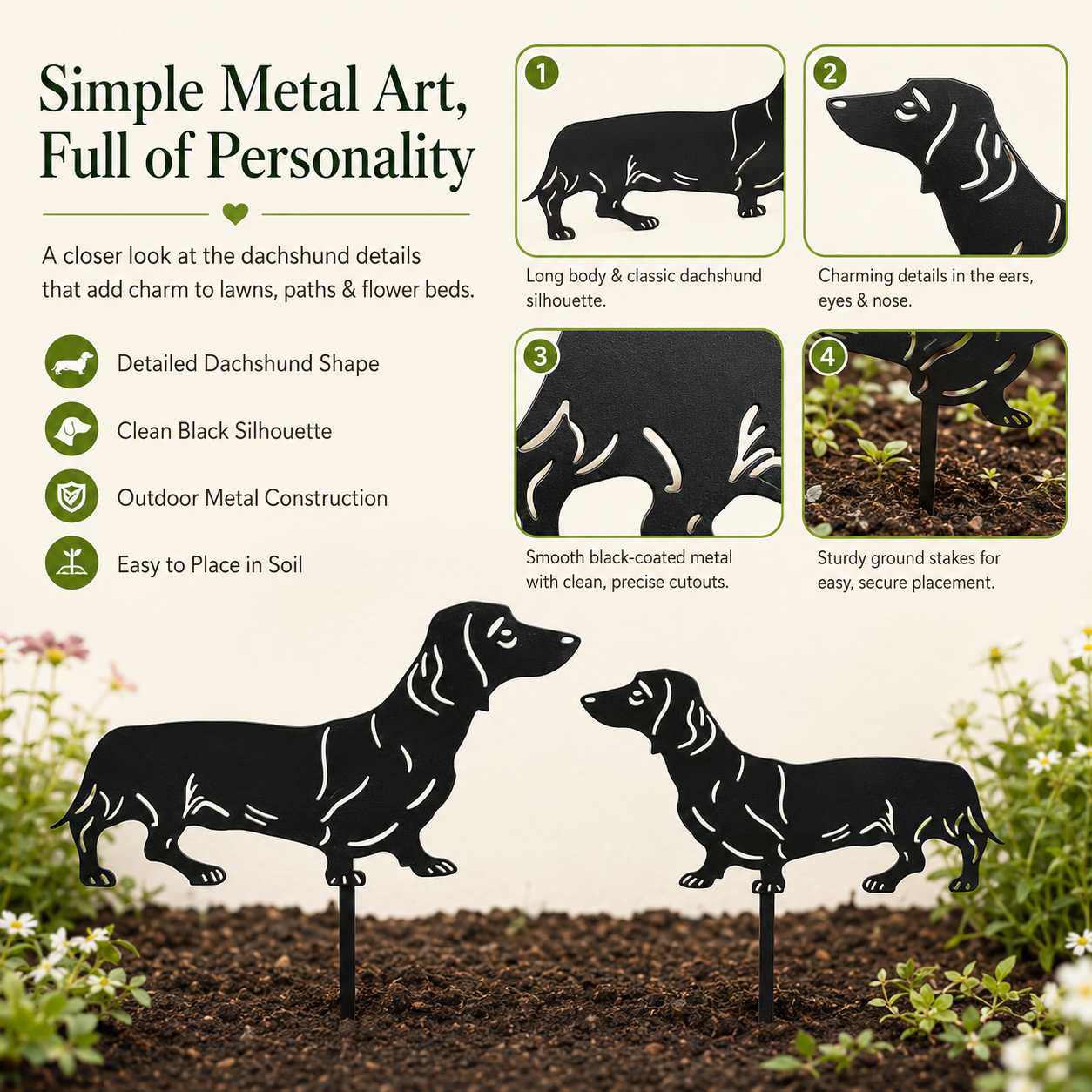 Dachshund Metal Garden Decor – Gift for Dog Lovers