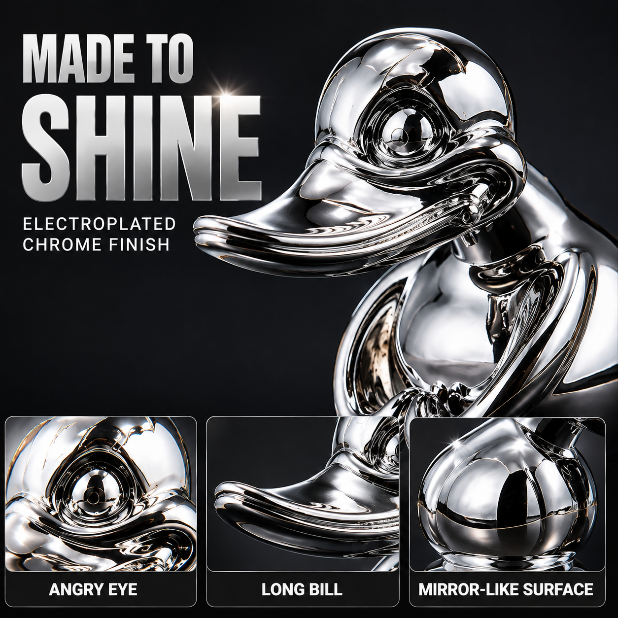 Chrome Angry Duck Hood Ornament – Car & Desk Decor