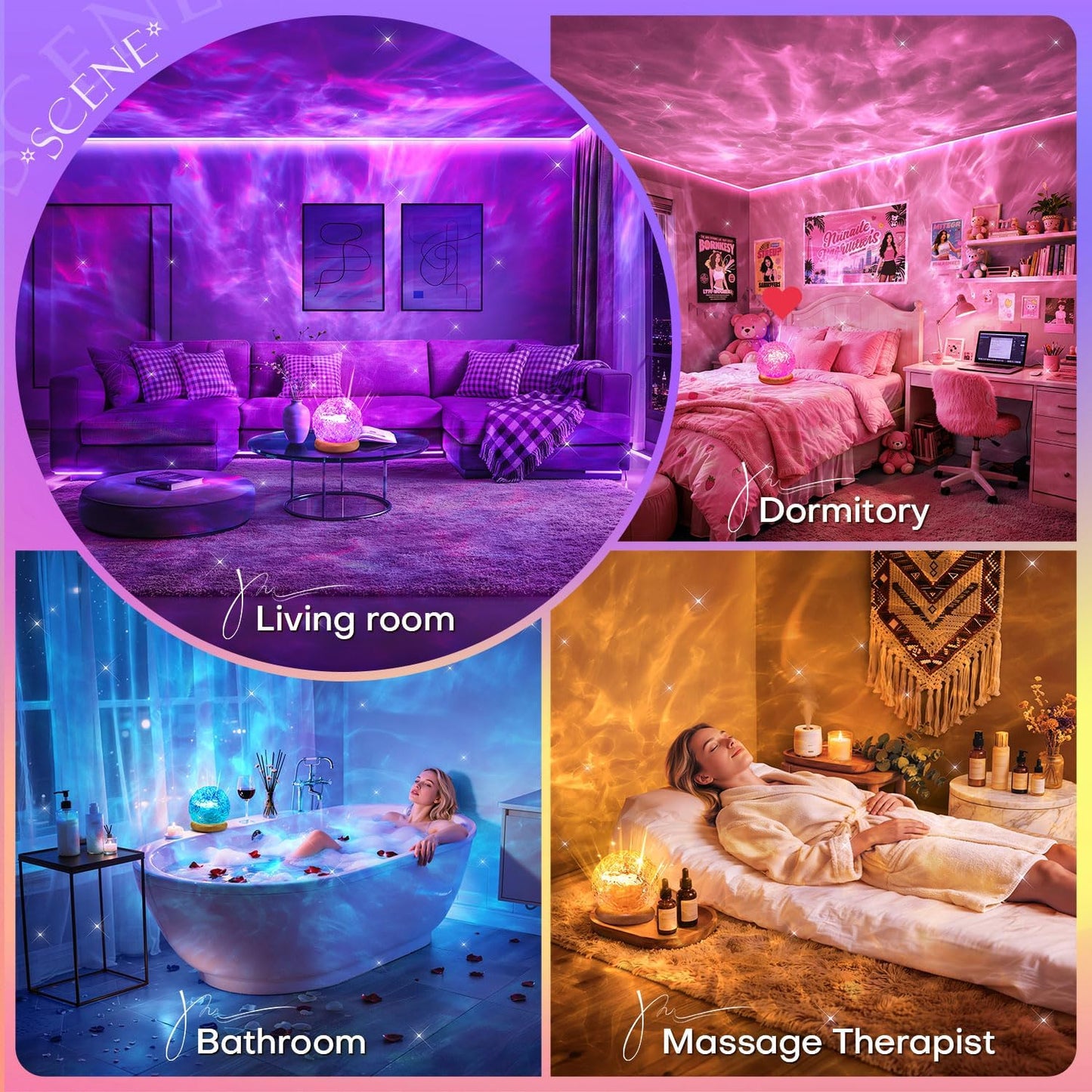 Crystal Mood Projector Lamp with 16 Colors & 3 Light Effects