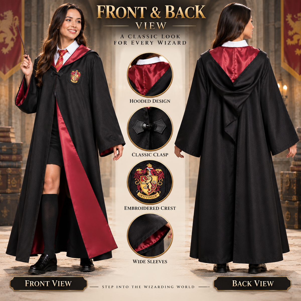 Harry Potter Hogwarts House Robe – Deluxe Wizard Costume