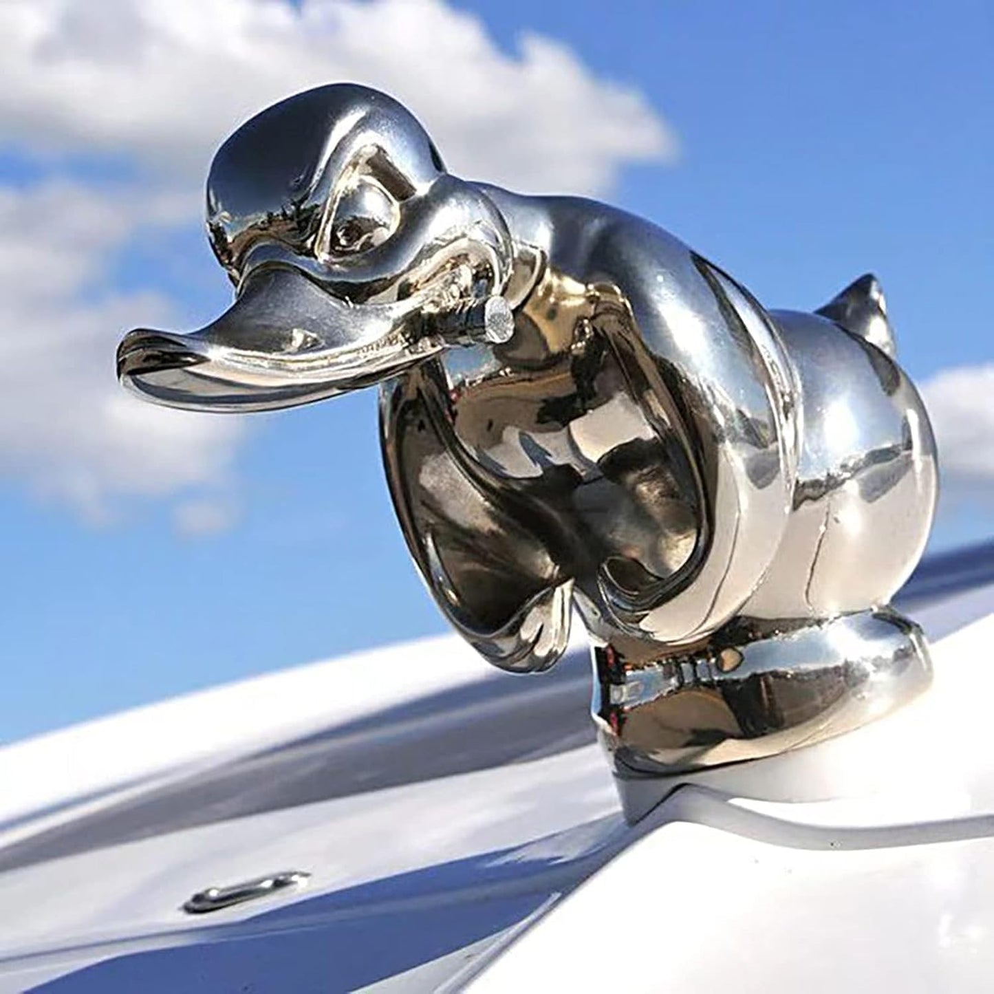 Chrome Angry Duck Hood Ornament – Car & Desk Decor