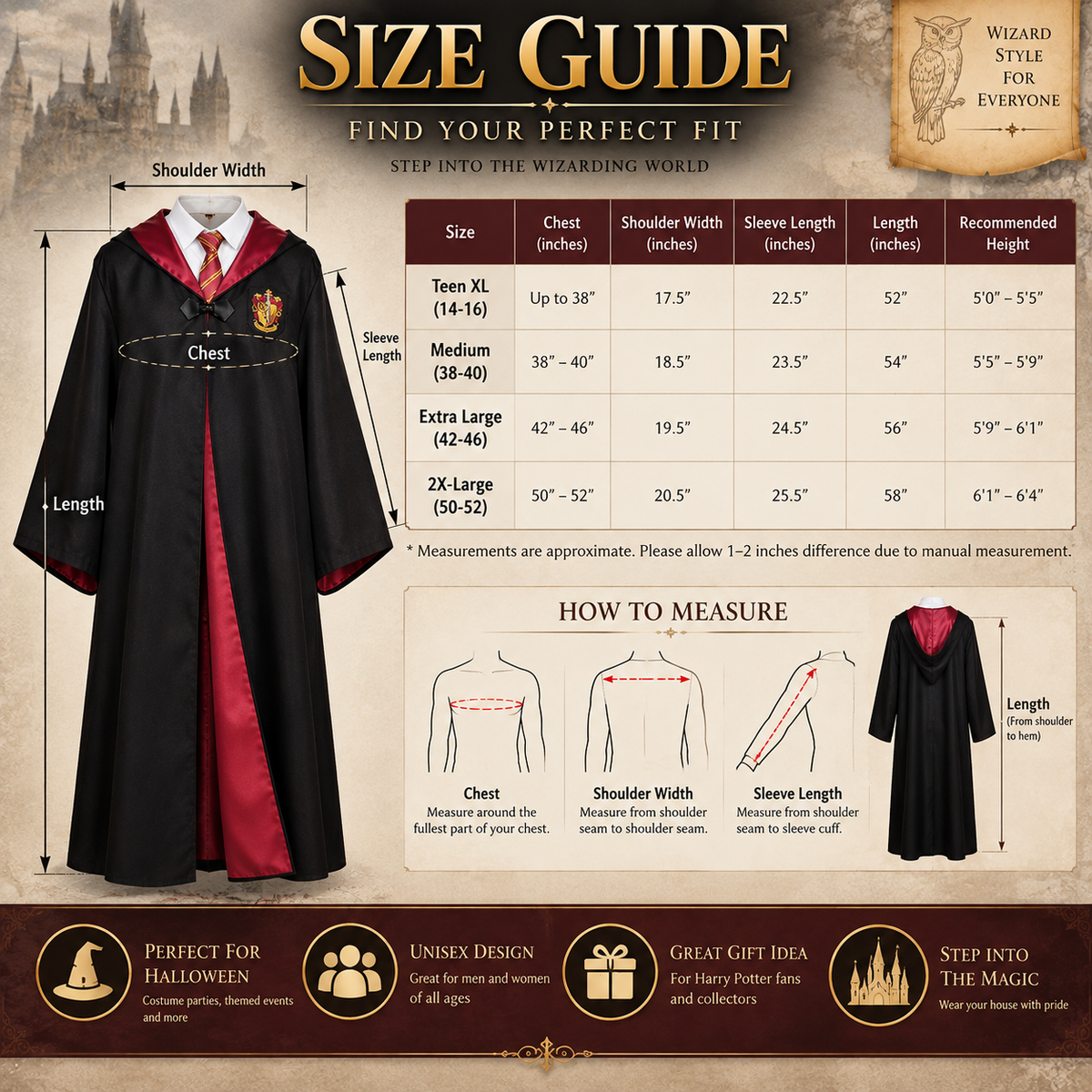 Harry Potter Hogwarts House Robe – Deluxe Wizard Costume