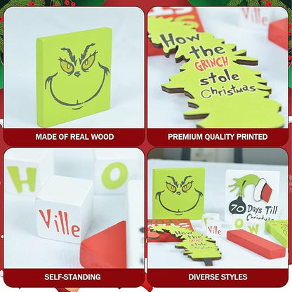 🎄Grinch Christmas Tiered Tray Decorations Set