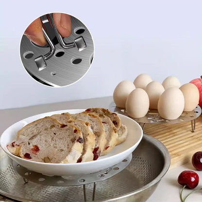 👨‍🍳Silver Stainless Steel Steamer Rack with Stand for Cooking