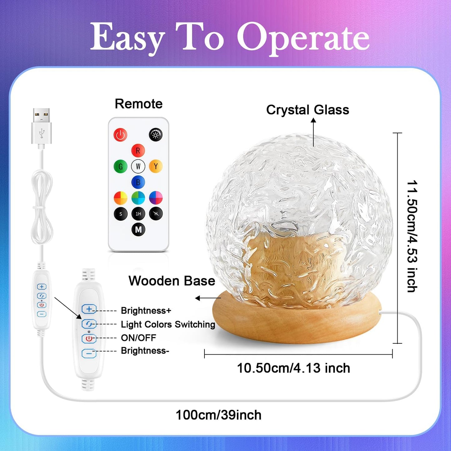Crystal Mood Projector Lamp with 16 Colors & 3 Light Effects