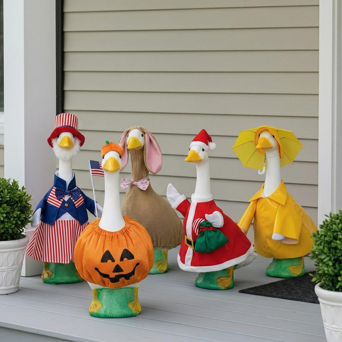 Dress-Up Porch Goose Statue – 3 Sizes for Home & Garden