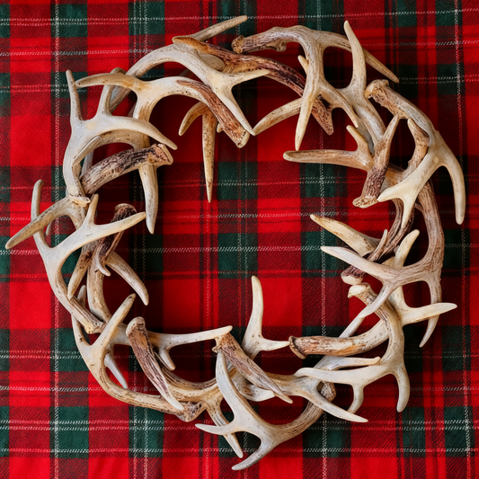 🌲🦌Natural antler Christmas wreath rustic-style fireplace ornament