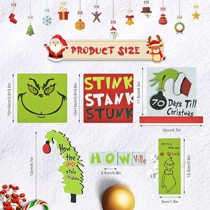 🎄Grinch Christmas Tiered Tray Decorations Set