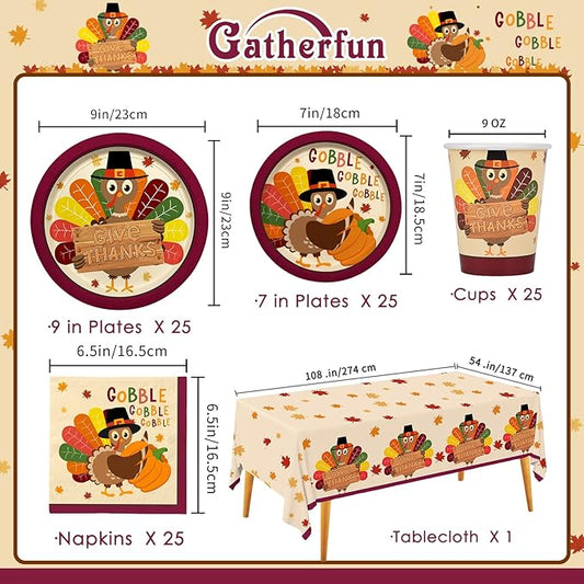 🐔Turkey Thanksgiving Party Supplies Kit- 25 pcs