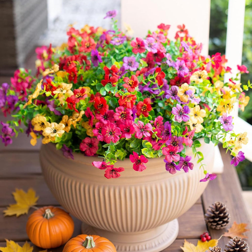💐12 Set Artificial UV-resistant flowers: colorful suitable for porches and balconies